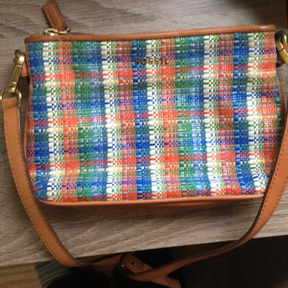 Fossil Memoir Straw Crossbody Bag M…